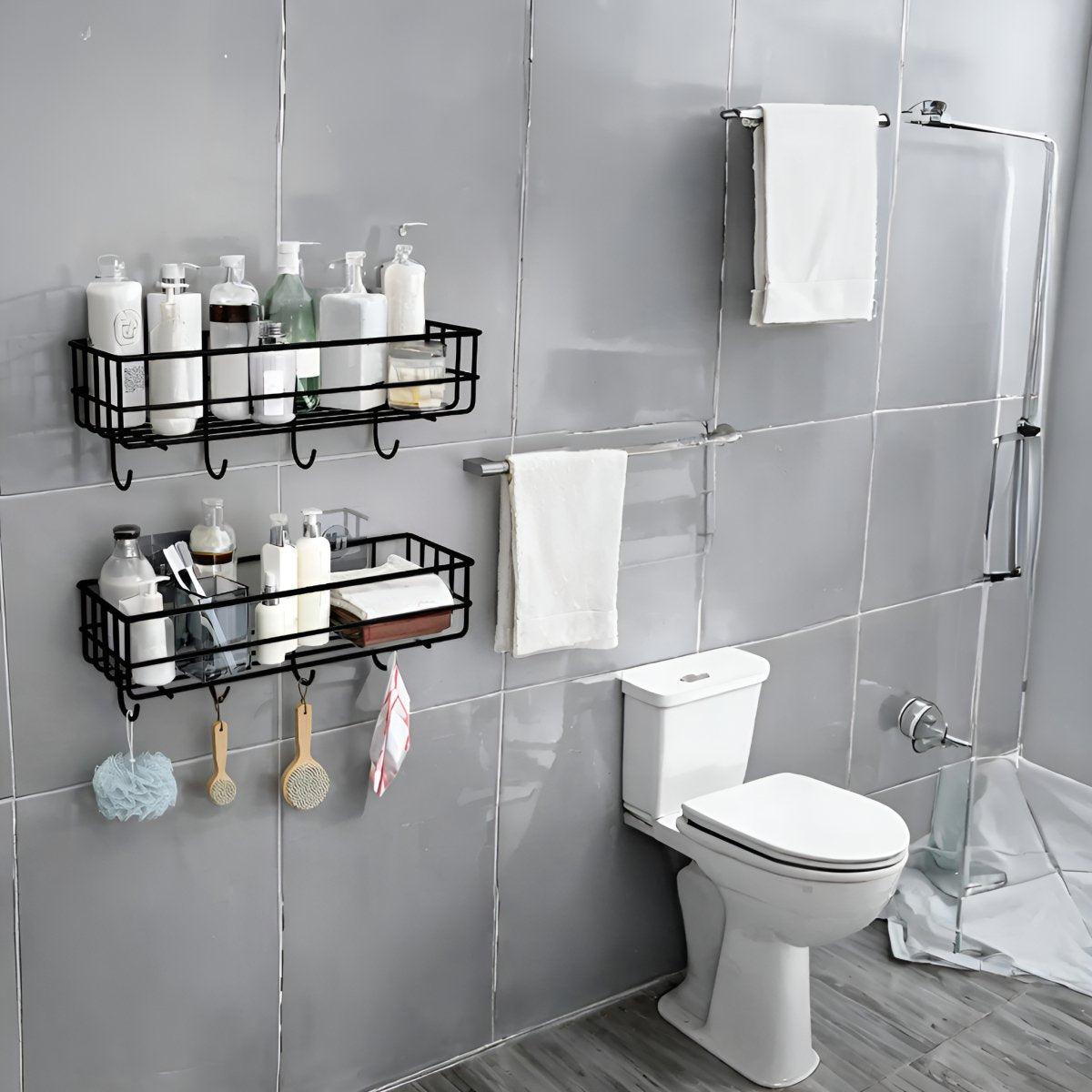 Bathroom Shelves Kitchen Multipurpose Rack with 4 Hook - Decorlay