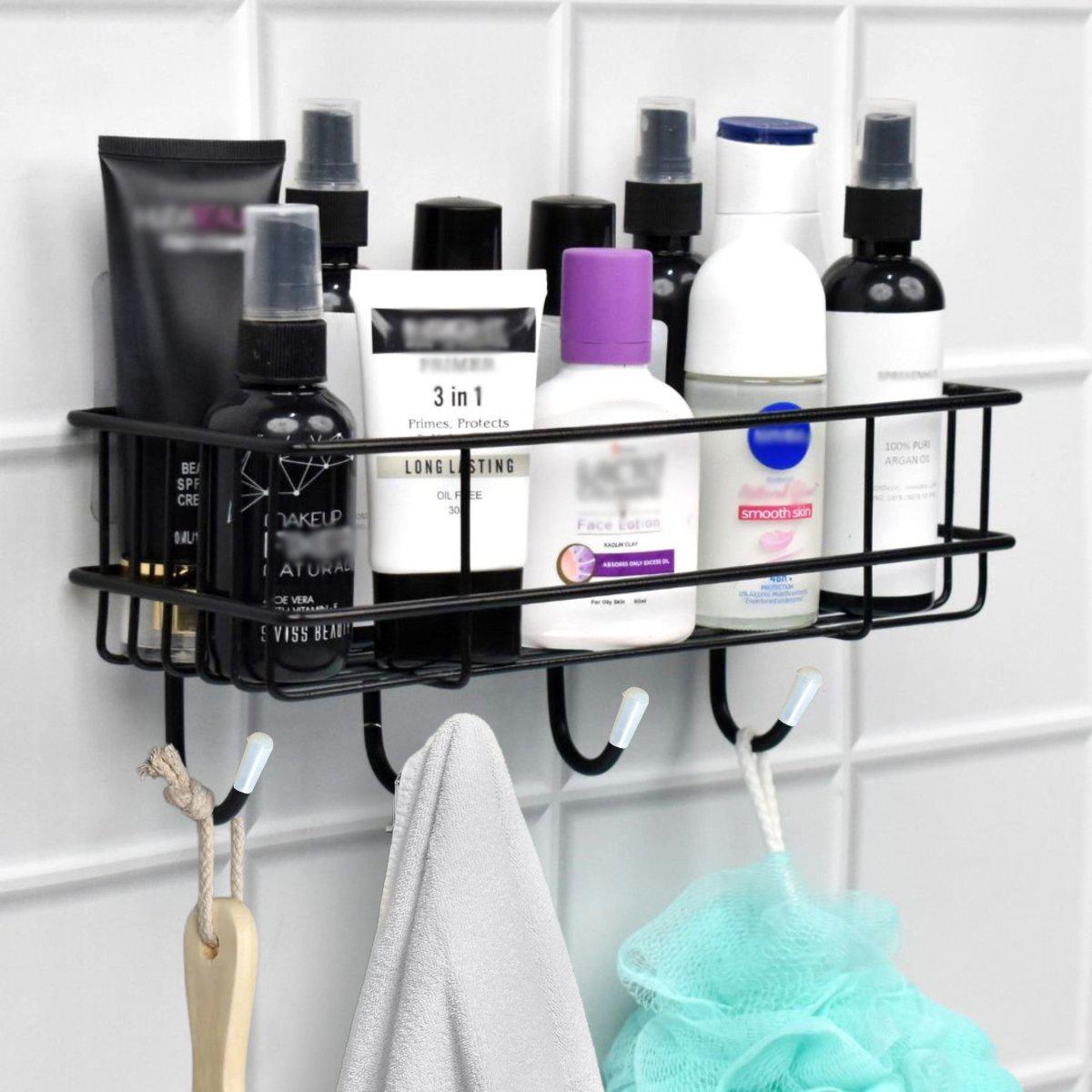 Bathroom Shelves Kitchen Multipurpose Rack with 4 Hook - Decorlay