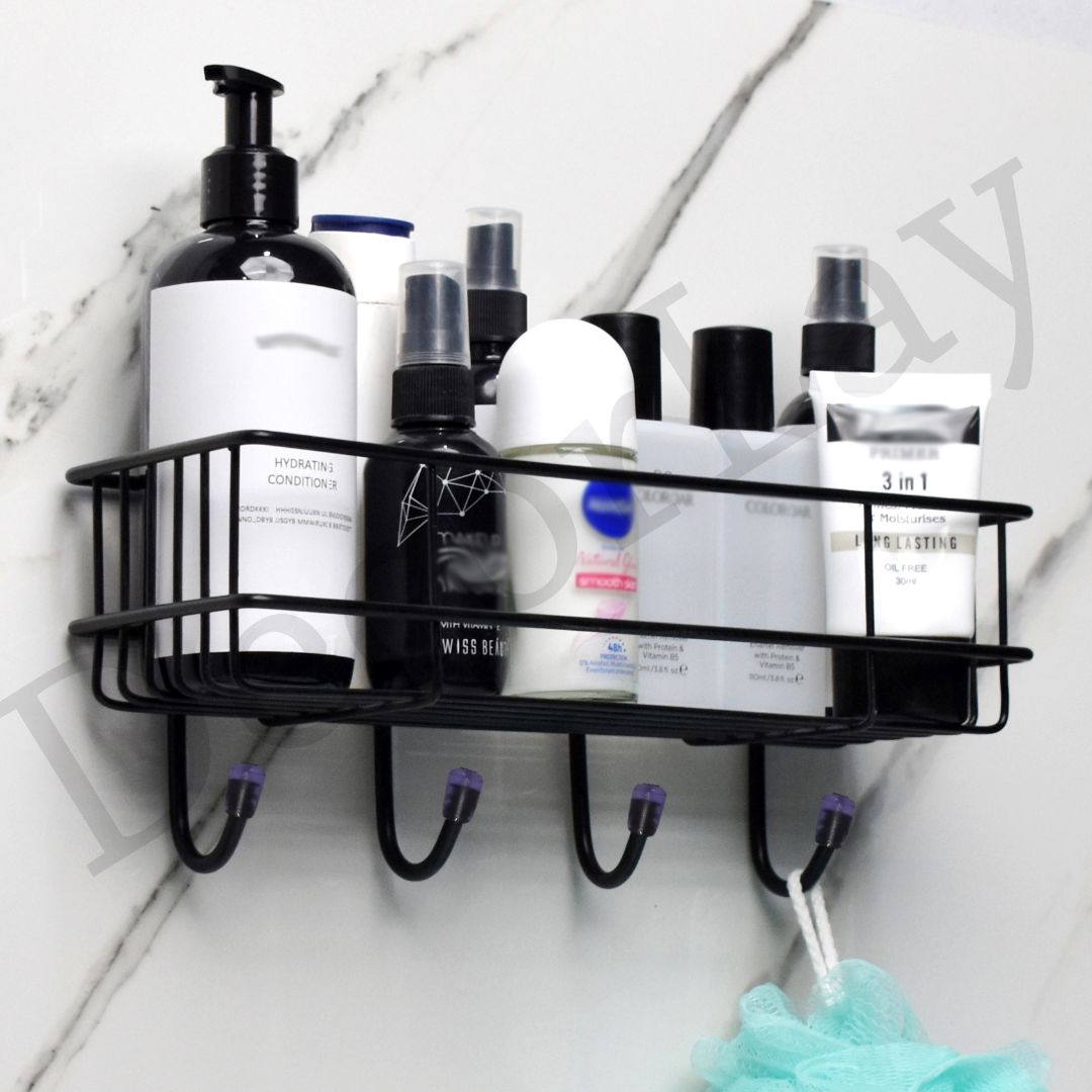 Bathroom Shelves Kitchen Multipurpose Rack with 4 Hook - Decorlay