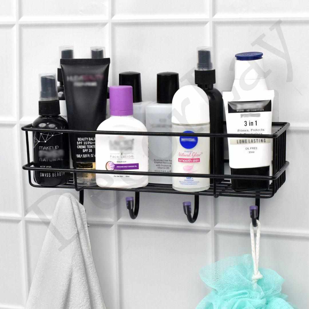 Bathroom Shelves Kitchen Multipurpose Rack with 4 Hook - Decorlay