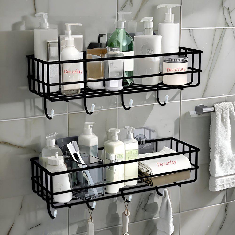 Bathroom Shelves Kitchen Multipurpose Rack with 4 Hook - Decorlay