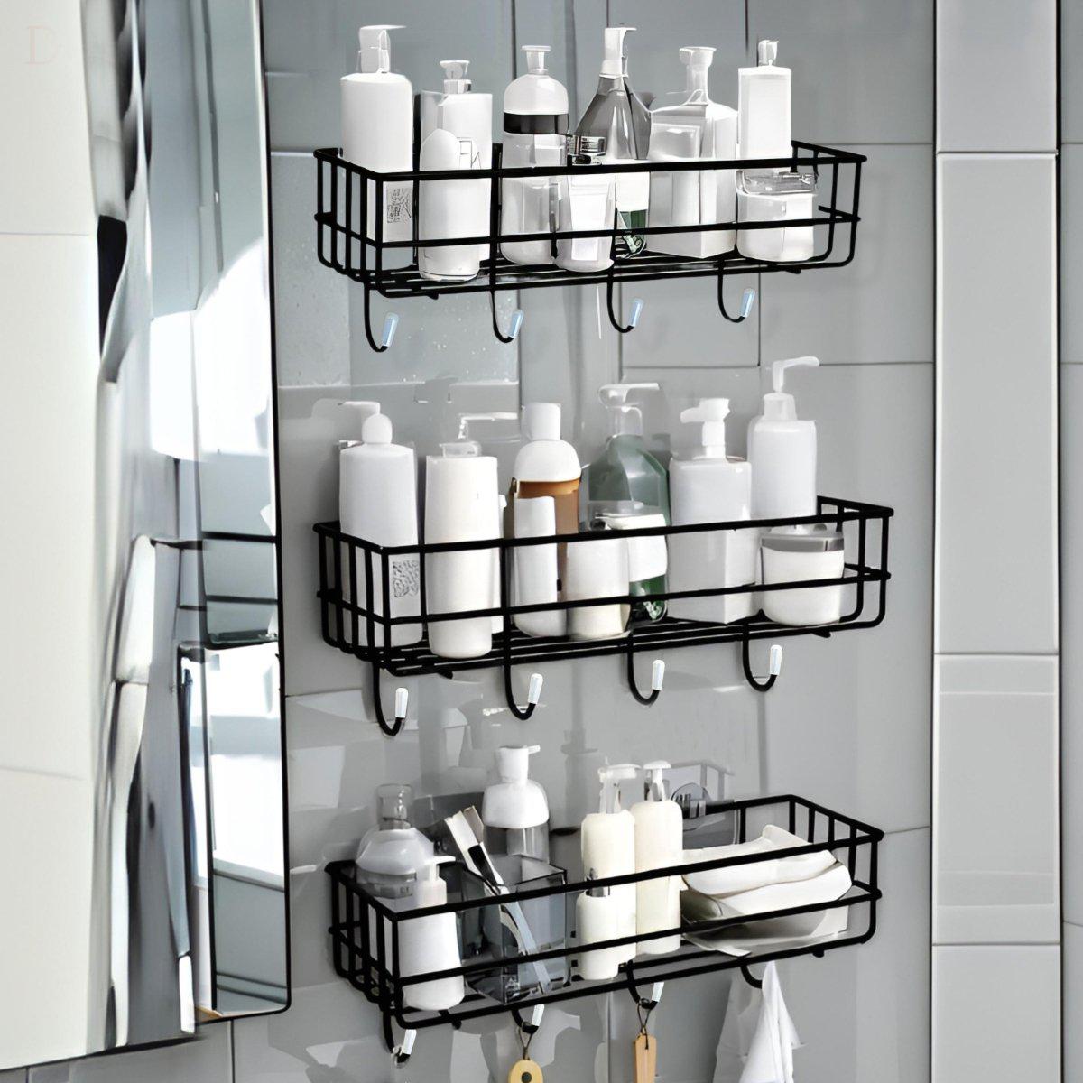 Bathroom Shelves Kitchen Multipurpose Rack with 4 Hook - Decorlay