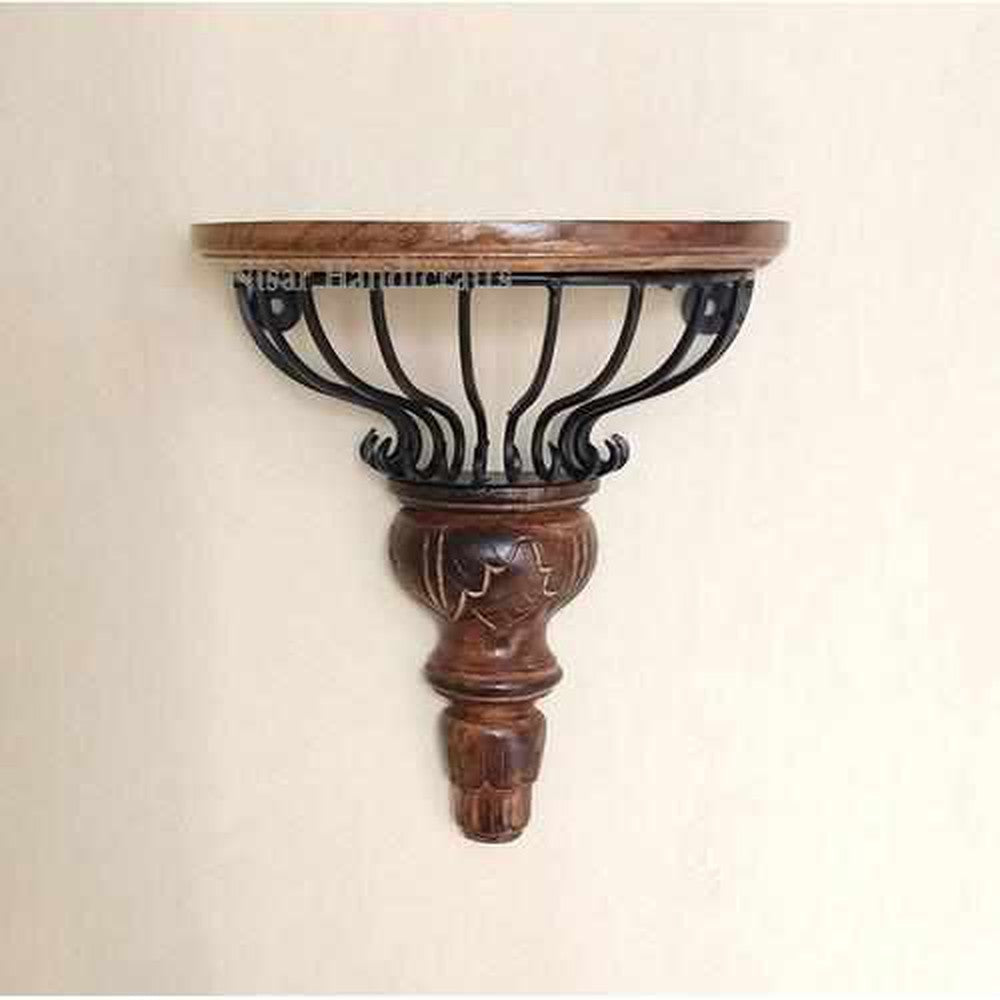 Beautiful Wooden Iron Decorative Wall Bracket, Shelf, Wall Mount - Decorlay