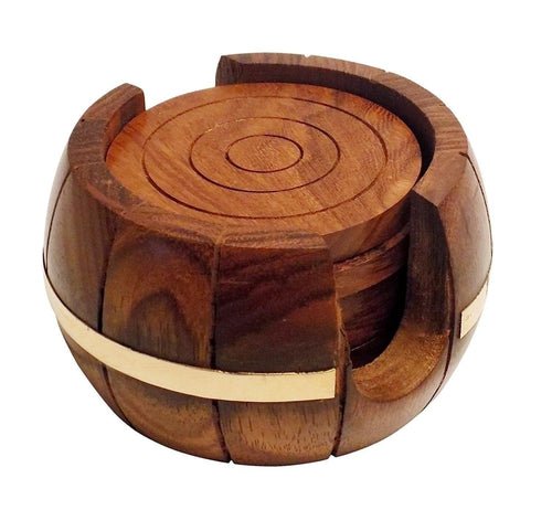 Beautiful Wooden Table Coaster -Set of 6 3.5 Inches - Decorlay