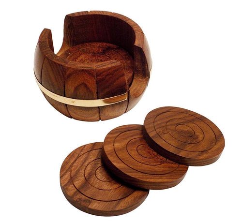 Beautiful Wooden Table Coaster -Set of 6 3.5 Inches - Decorlay