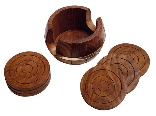 Beautiful Wooden Table Coaster -Set of 6 3.5 Inches - Decorlay