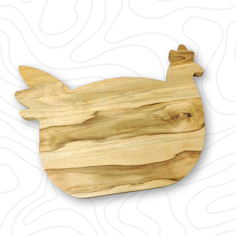 Teak Wood Hen Shaped Fruit, Vegetable Chopping Cutting Board