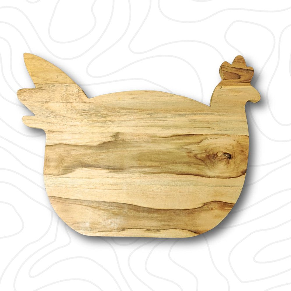 Teak Wood Hen Shaped Fruit, Vegetable Chopping Cutting Board