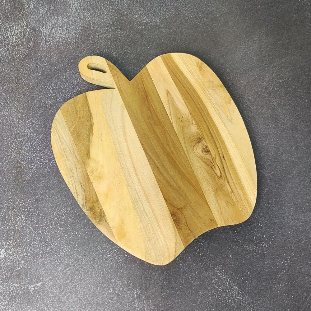 Teak Wood Apple Shaped Fruit, Vegetable Chopping Cutting Board