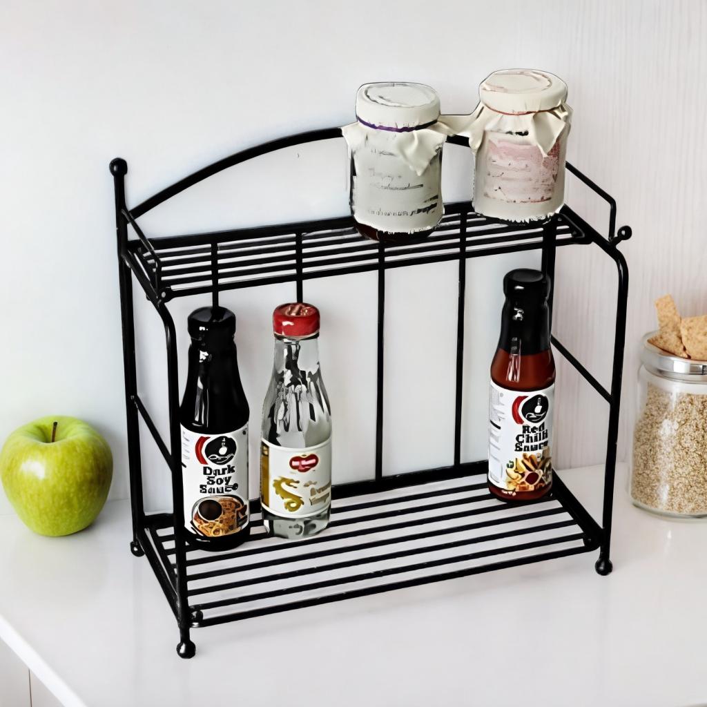 2 Tier Shelf for Bathroom/Kitchen Storage Organizer – Color black