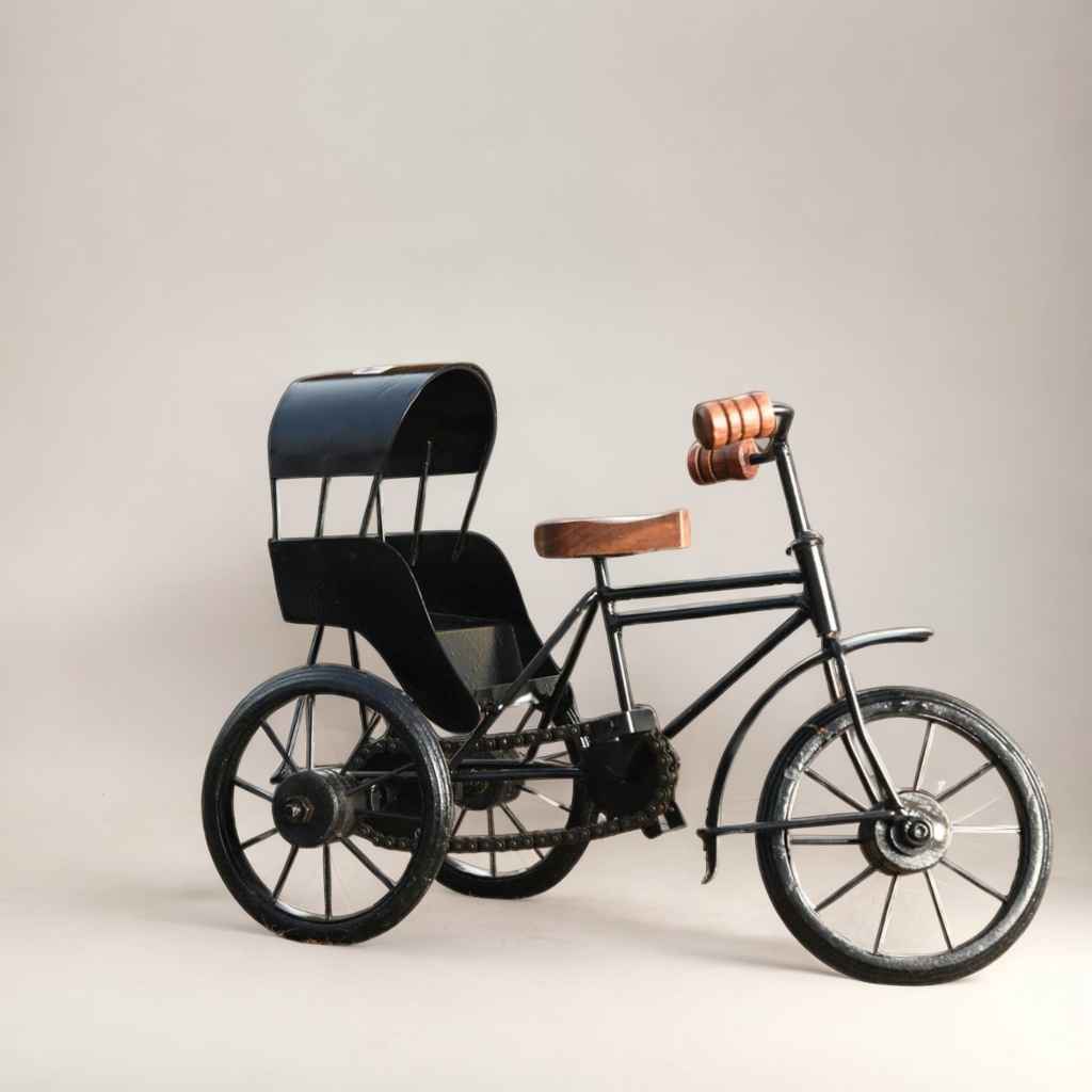 Wrought Iron Cycle Handmade Miniature Rickshaw 14x6x14 Inches