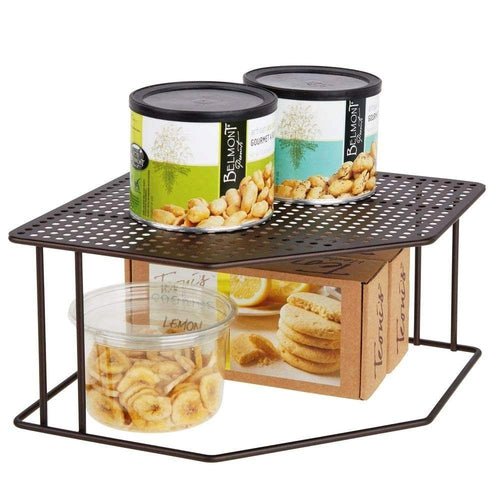 Decorative Corner Shelf - 2 Tier Raised Storage Organizer 25 x 25 x 11 cm - Decorlay