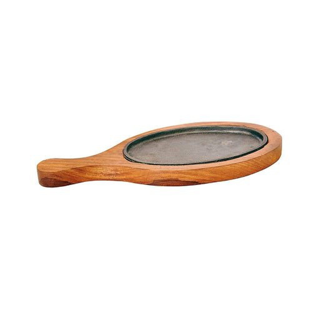 Decorlay Cast Iron and Sheesham Wood Sizzler Plate With Handle - Decorlay