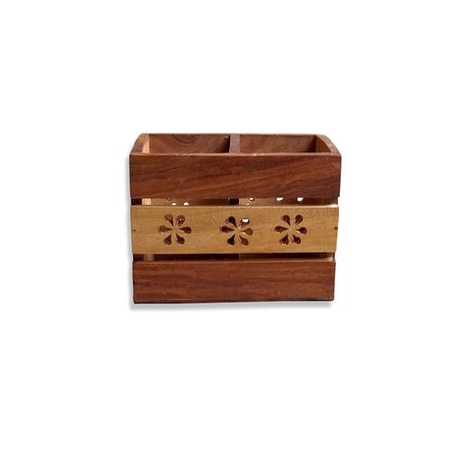 Decorlay Wooden Cutlery Holder/Stand | Color: Brown - Decorlay