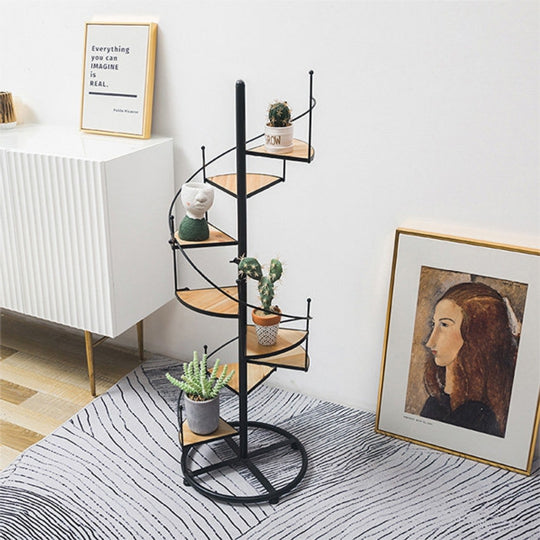 Plant stand with Stairs in Wooden and Wrought Iron