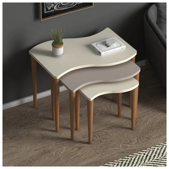 Wooden Interlocking Coffee Table Home Decor Nesting Furniture | Set of 3