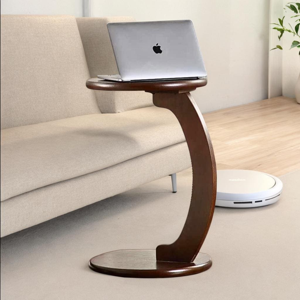 Wooden C Shaped End Table