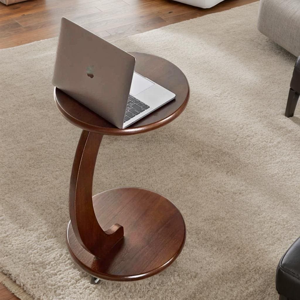 Wooden C Shaped End Table