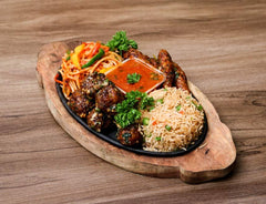Wooden Sizzler Plate with Stand 13x7x9.5 inches
