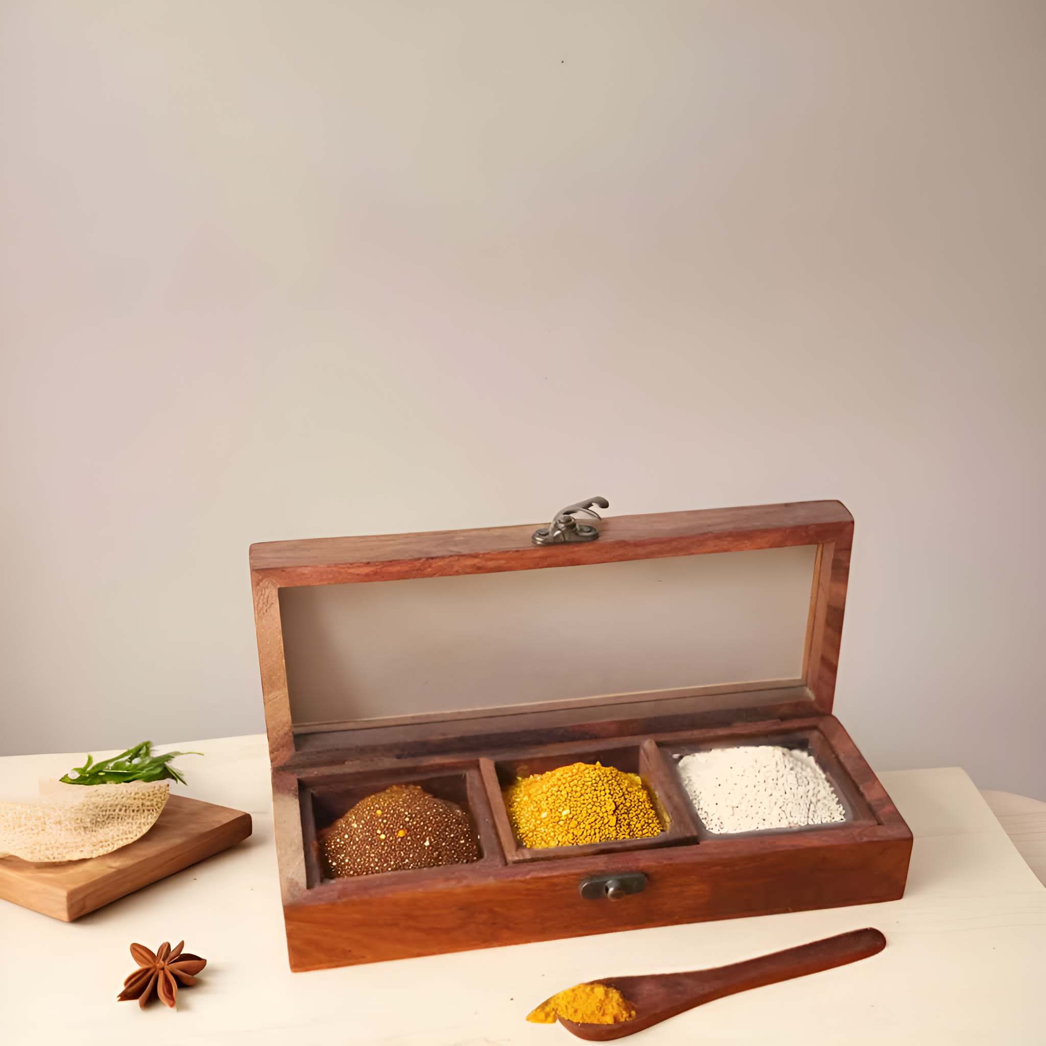 Wooden Masala Box Spice Container