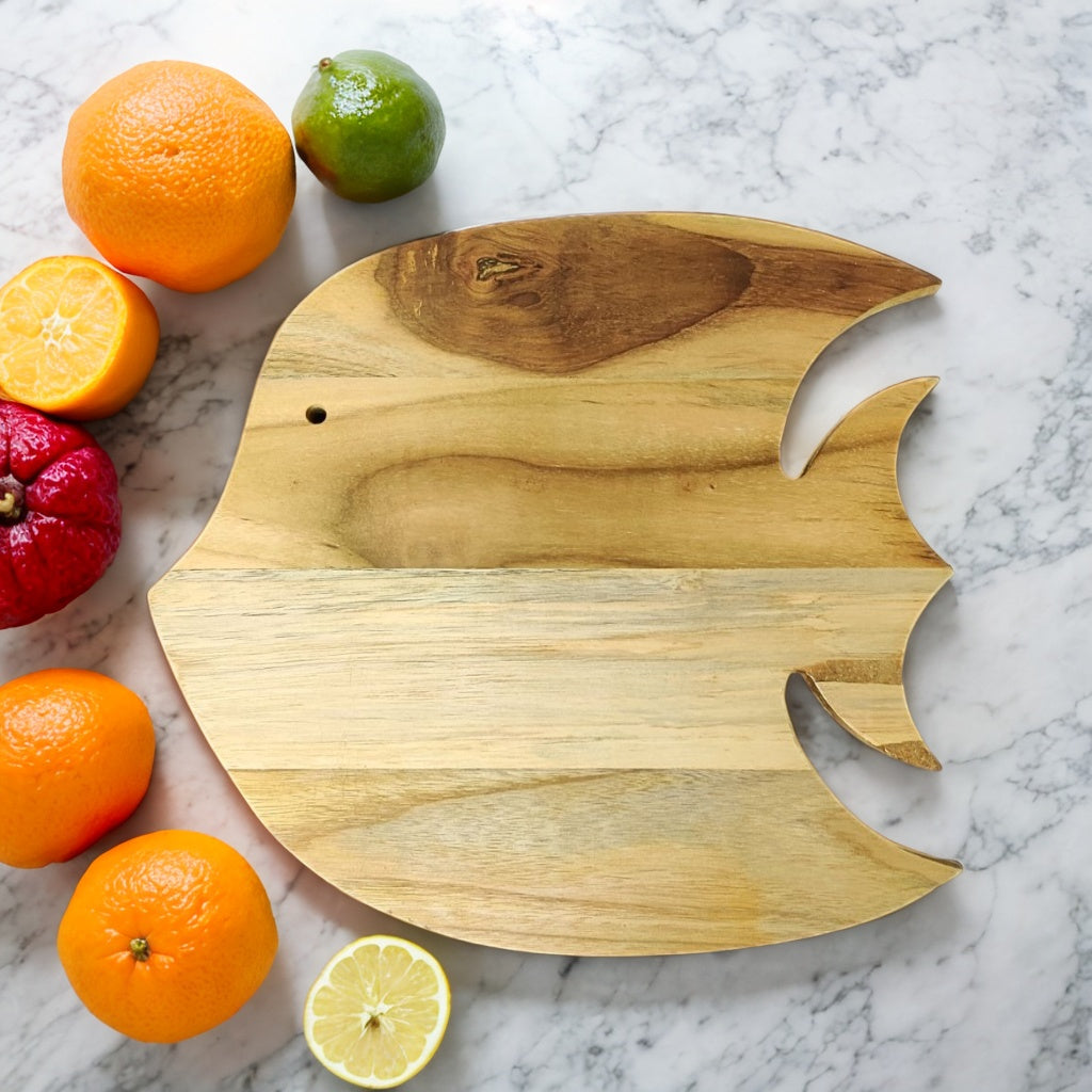 Teak Wood Fish Shaped Fruit, Vegetable Chopping Cutting Board