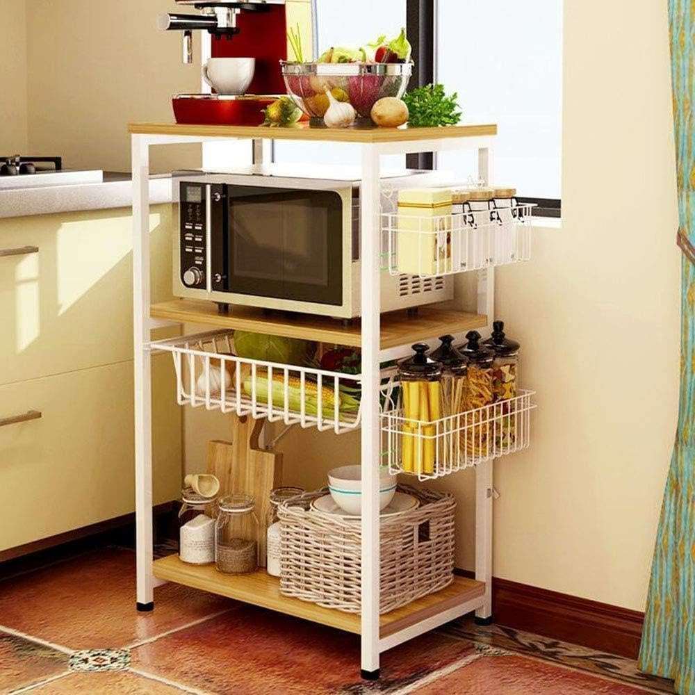 Free Standing Easy to Move Kitchen Microwave Oven Rack Accessories Utensils Organizer - Decorlay