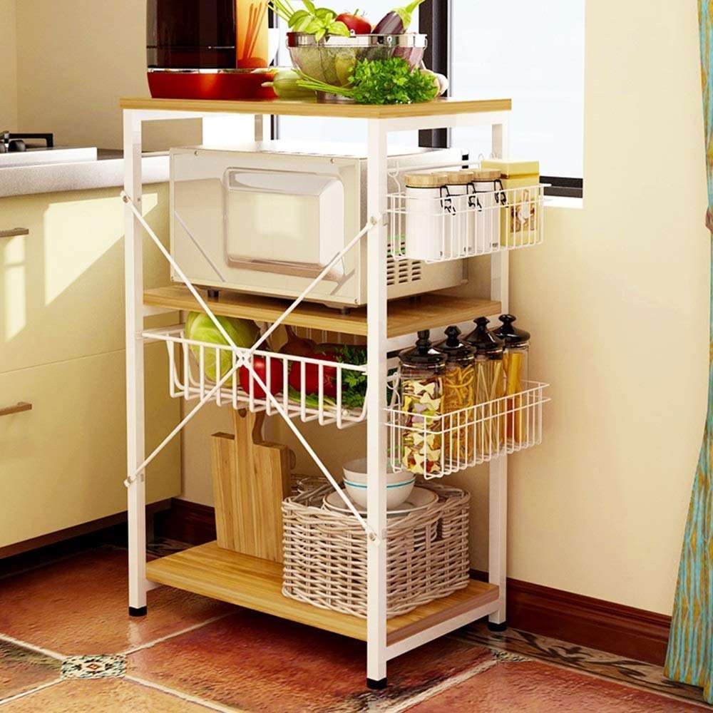 Free Standing Easy to Move Kitchen Microwave Oven Rack Accessories Utensils Organizer - Decorlay