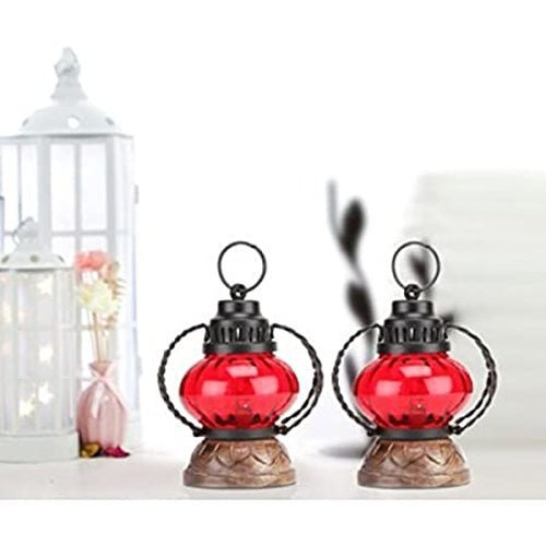 Handmade decorative red lamp and hanging lantern -14x6x6 cm - Decorlay