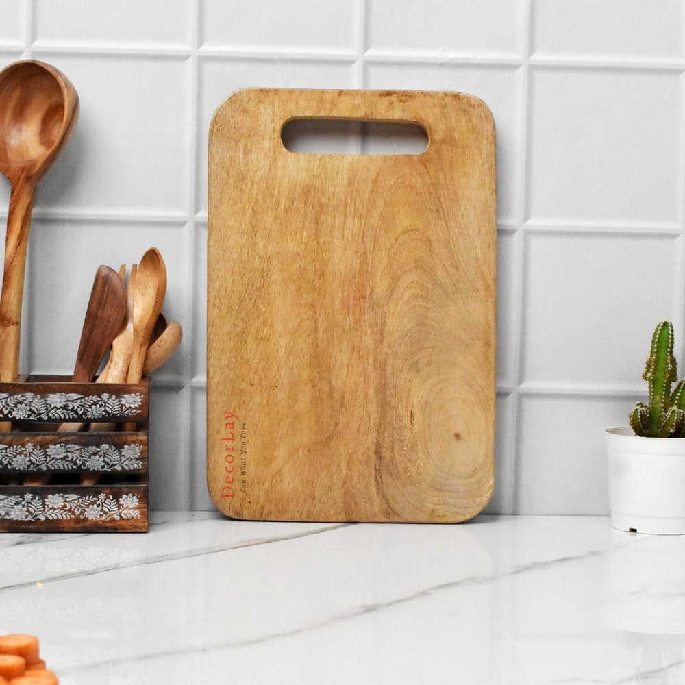 Handmade Mango Wood Chopping Board with Handle - Decorlay