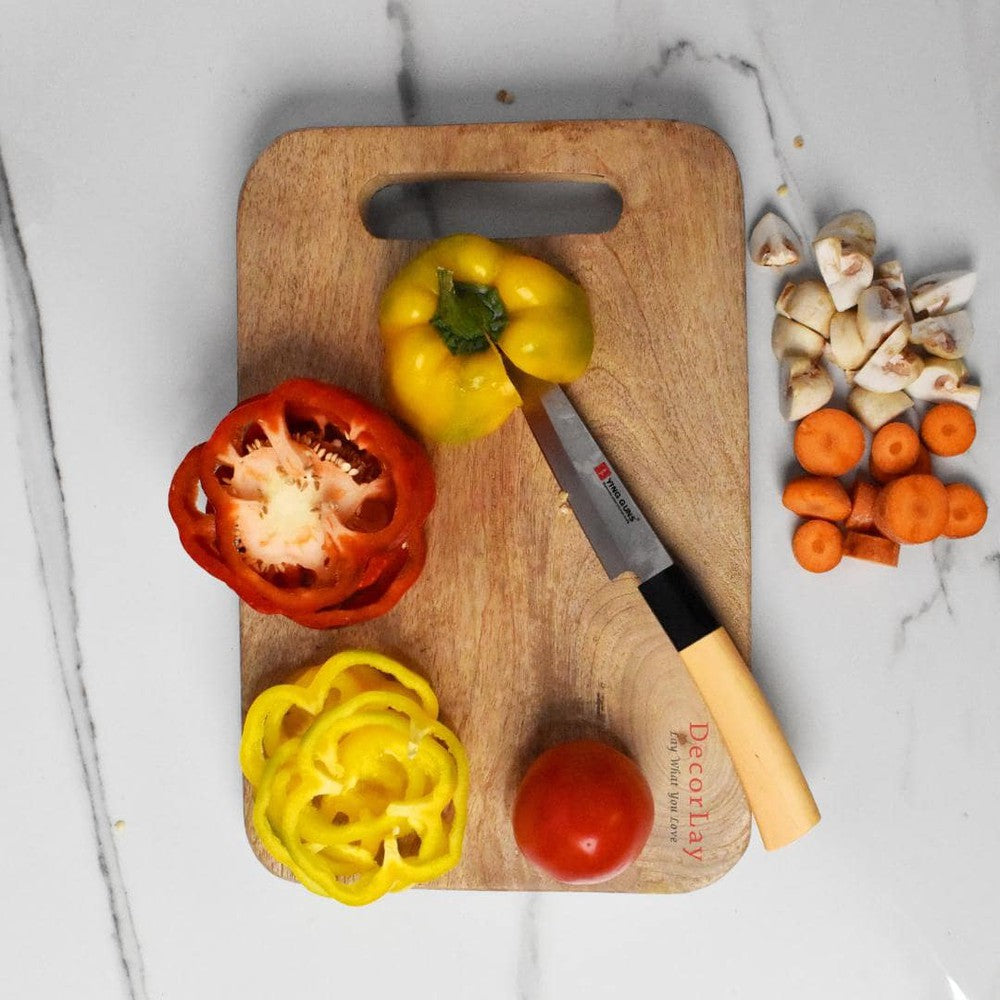 Handmade Mango Wood Chopping Board with Handle - Decorlay