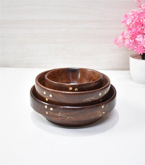 Handmade Multipurpose Wooden Serving Bowl 6x2 inch 5x2 inch 4x1.5 inches - Decorlay