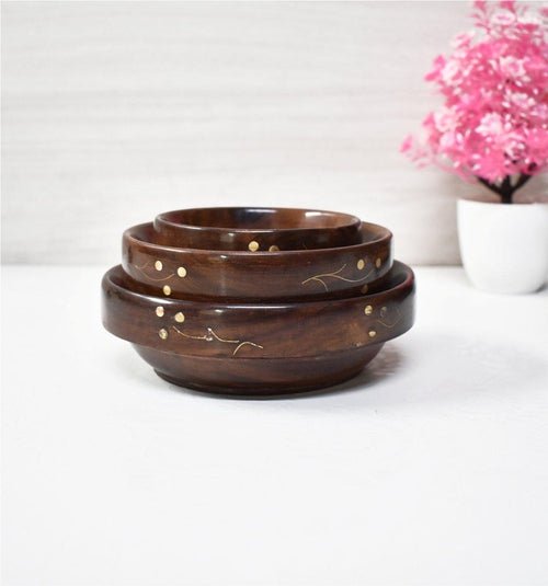 Handmade Multipurpose Wooden Serving Bowl 6x2 inch 5x2 inch 4x1.5 inches - Decorlay