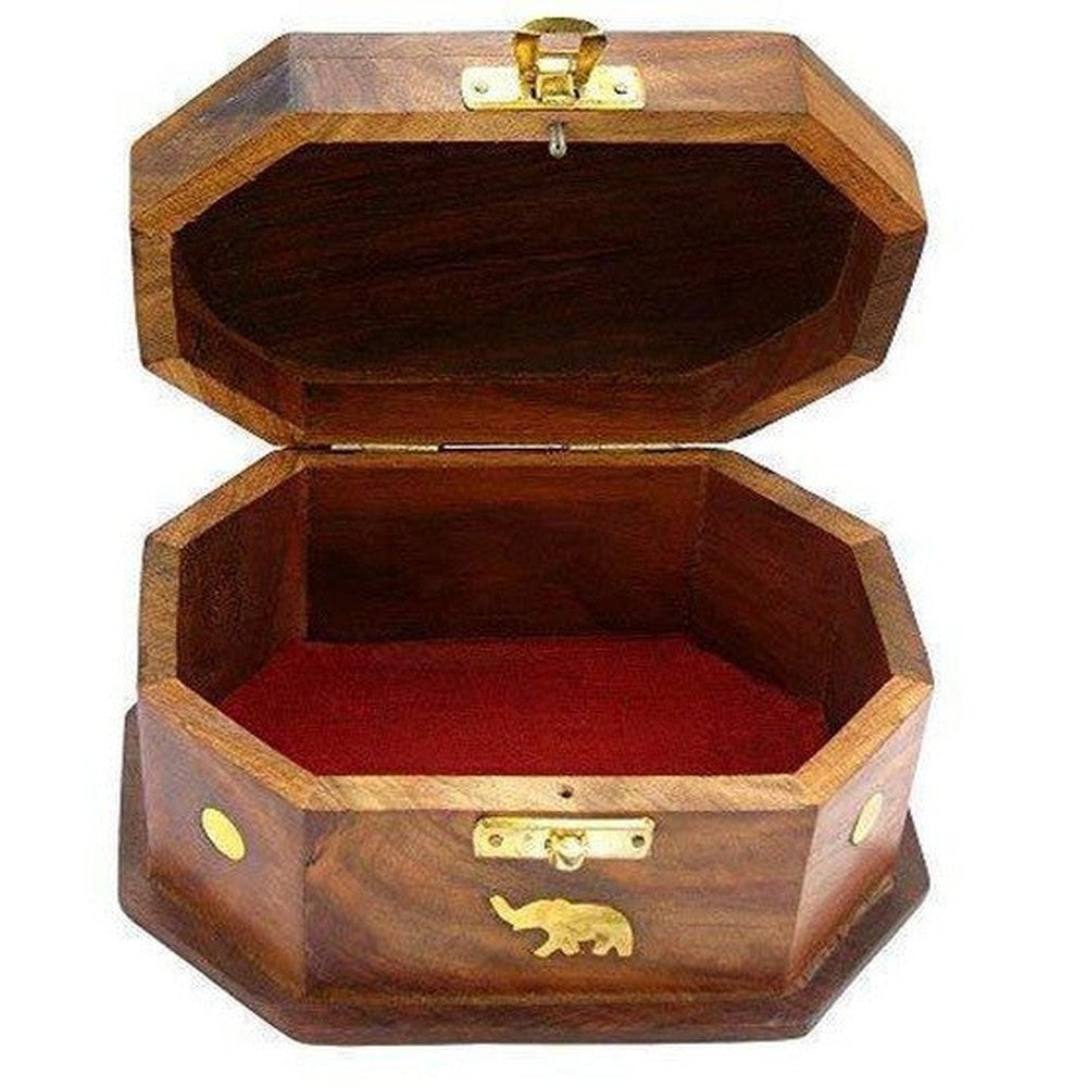 Handmade Sheesham Wooden Jewellery Box 6x4.5x3.5 Inhes - Decorlay