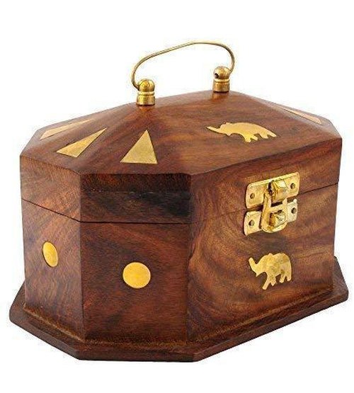 Handmade Sheesham Wooden Jewellery Box 6x4.5x3.5 Inhes - Decorlay