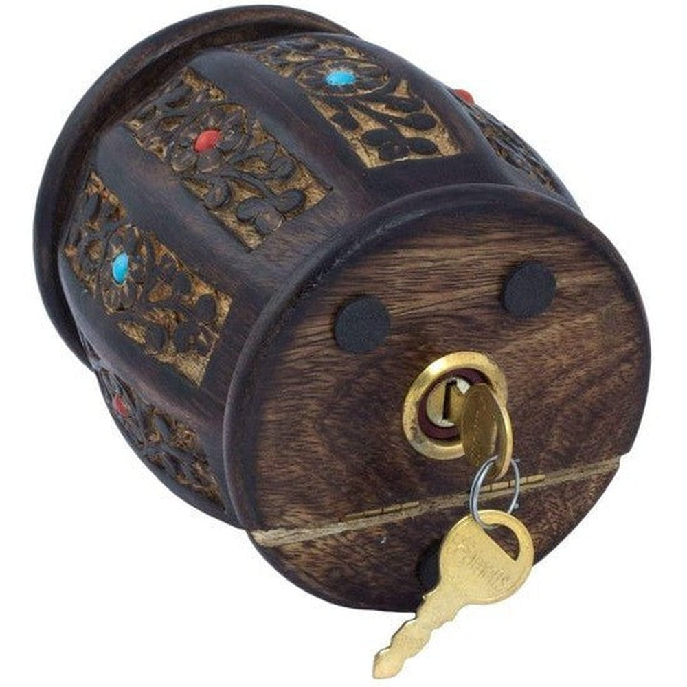 Handmade Wooden Barrel Money Piggy Bank Coin Box - Decorlay