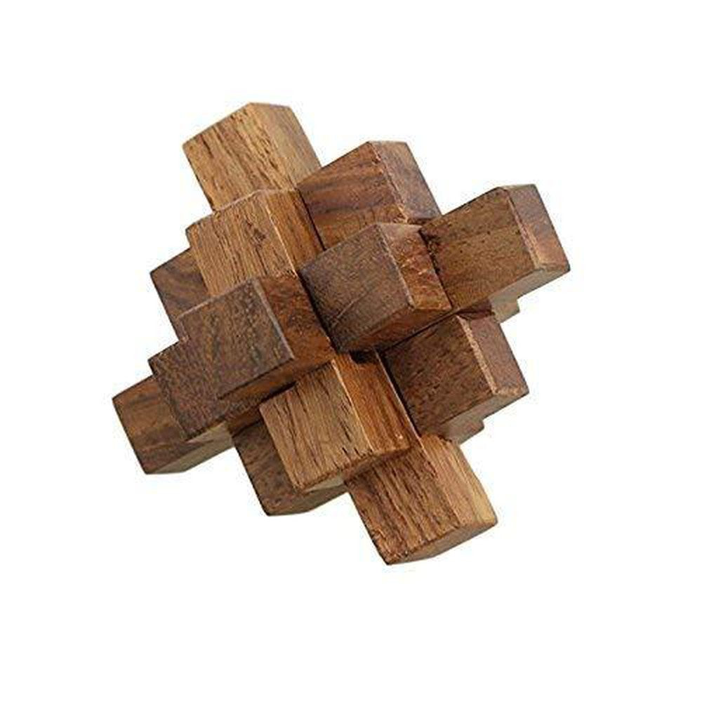 Handmade Wooden Crystal IQ Teaser Puzzle 3D Magic Game Mini Cross for Children - Decorlay