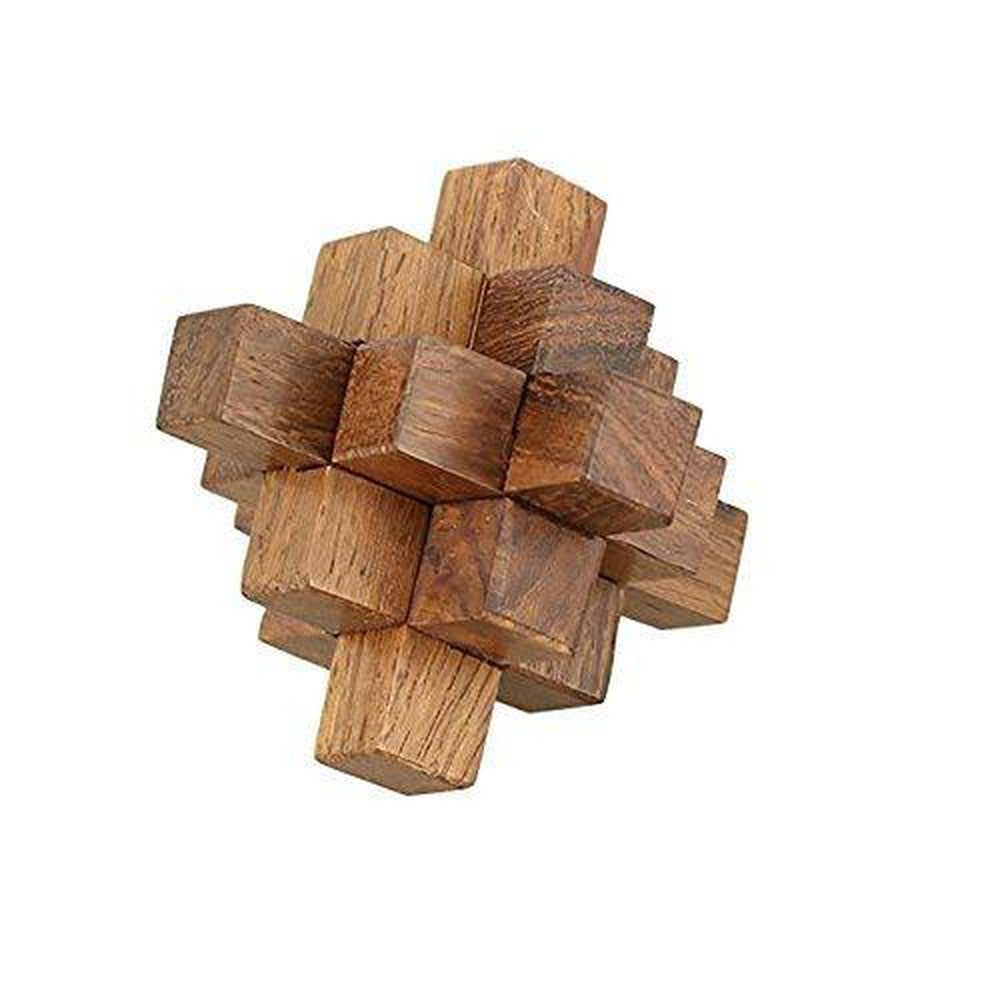 Handmade Wooden Crystal IQ Teaser Puzzle 3D Magic Game Mini Cross for Children - Decorlay