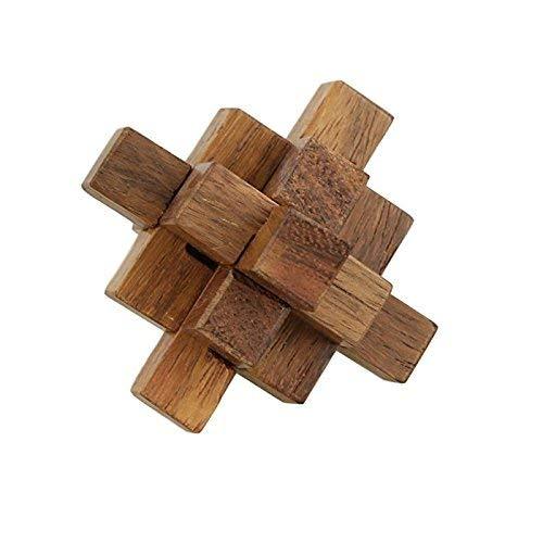 Handmade Wooden Crystal IQ Teaser Puzzle 3D Magic Game Mini Cross for Children - Decorlay