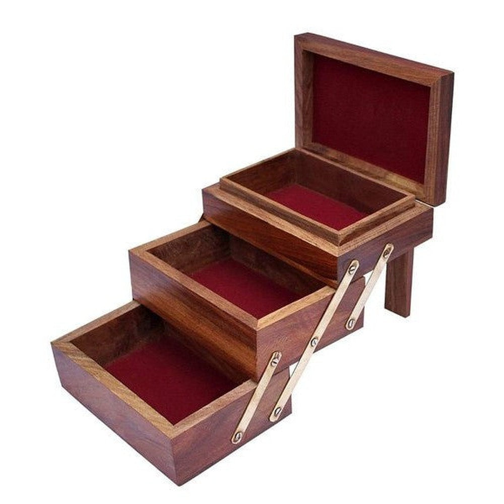 Handmade Wooden Jewellery Box, Jewel Storage Organizer 5 x 3.5 x 4.7 Inches - Decorlay