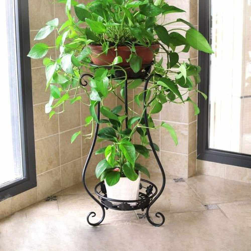 Indoor Outdoor Iron Plant Stand, Flower Pot Stand, 11.4 x 9.6 x 24.4 inches - Decorlay