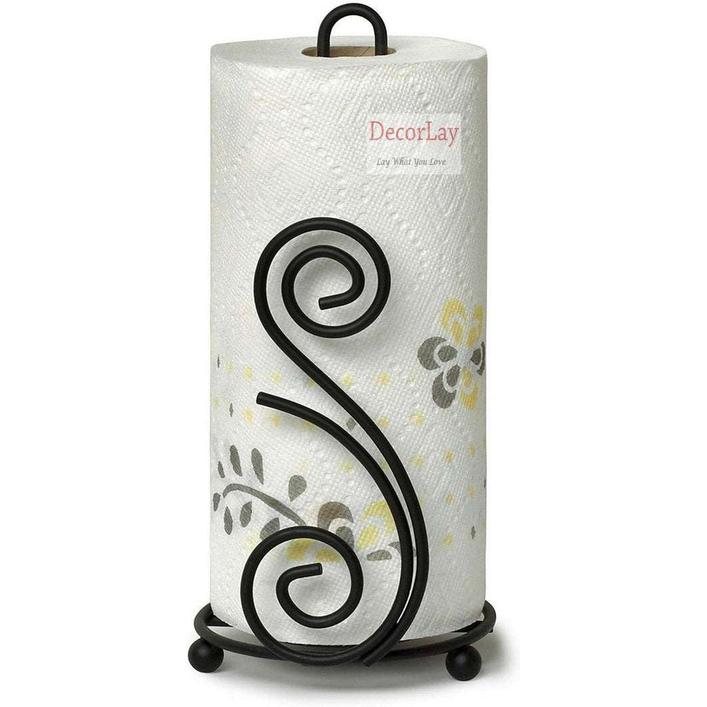 Iron Paper Towel Holder, Napkin Holder, Tissue Roll Holder 5x5x10 Inches - Decorlay