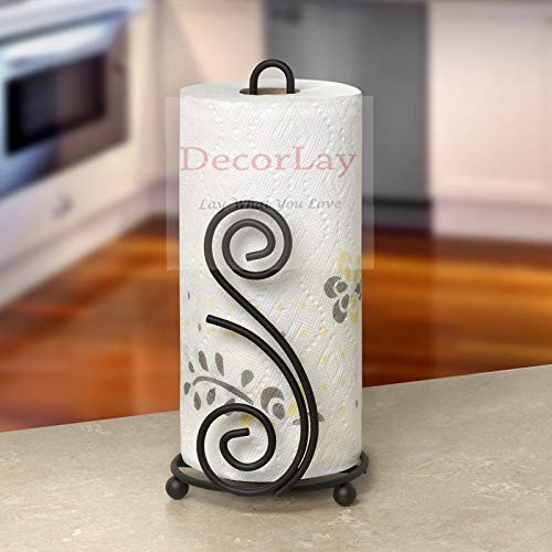 Iron Paper Towel Holder, Napkin Holder, Tissue Roll Holder 5x5x10 Inches - Decorlay