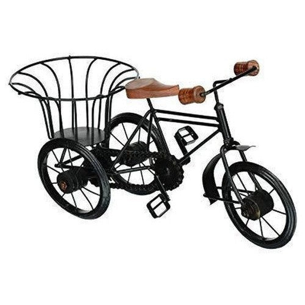 Iron & Wood Home Decorative Cycle Rickshaw Stand 25.4 x 10.2 x 17.8 Cm - Decorlay