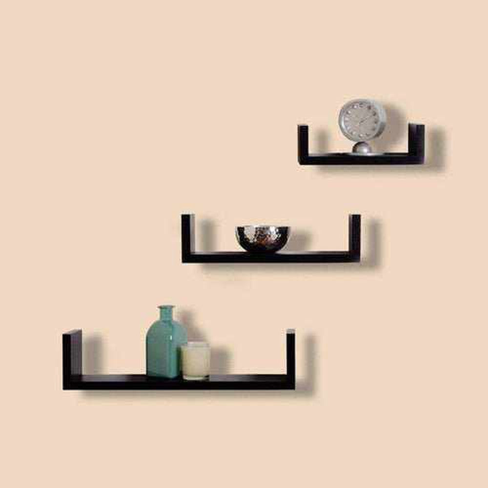 MDF Decorative Hanging Floating Display Shelves, Set Of 3 - Decorlay