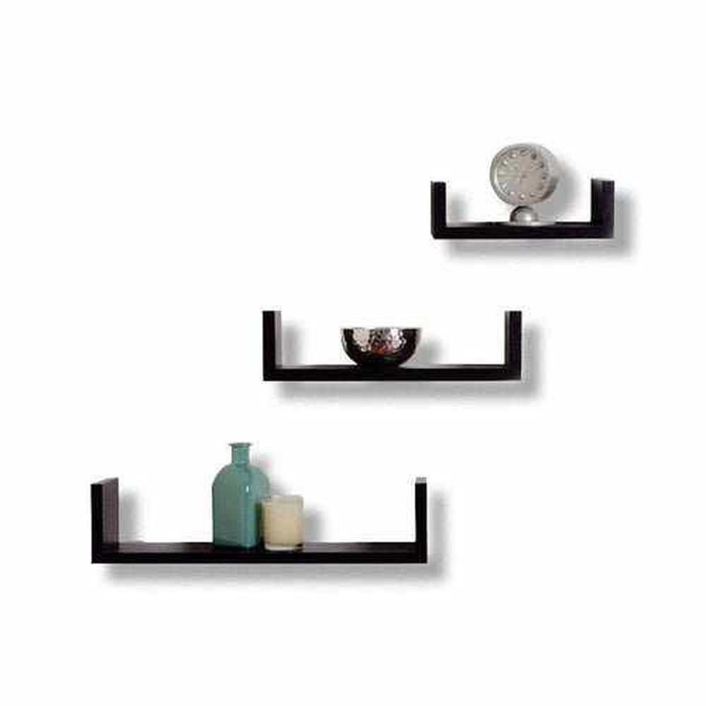 MDF Decorative Hanging Floating Display Shelves, Set Of 3 - Decorlay