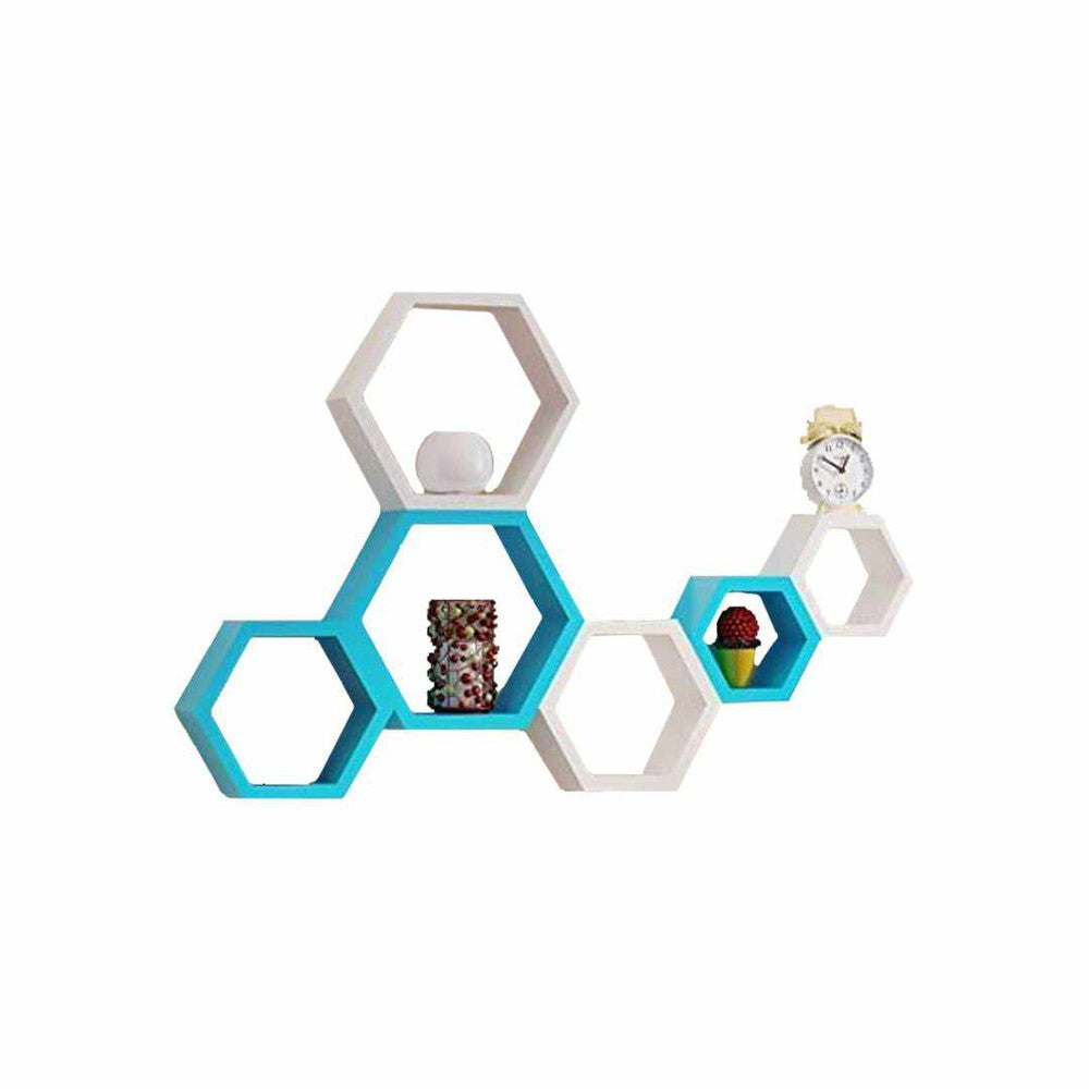 MDF Floating Hexagon Shape Wall Shelf - Decorlay