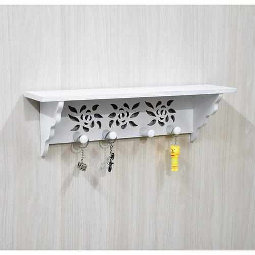 MDF Wall Floating Shelf Wall Mounted with Hooks for Kitchen - Decorlay