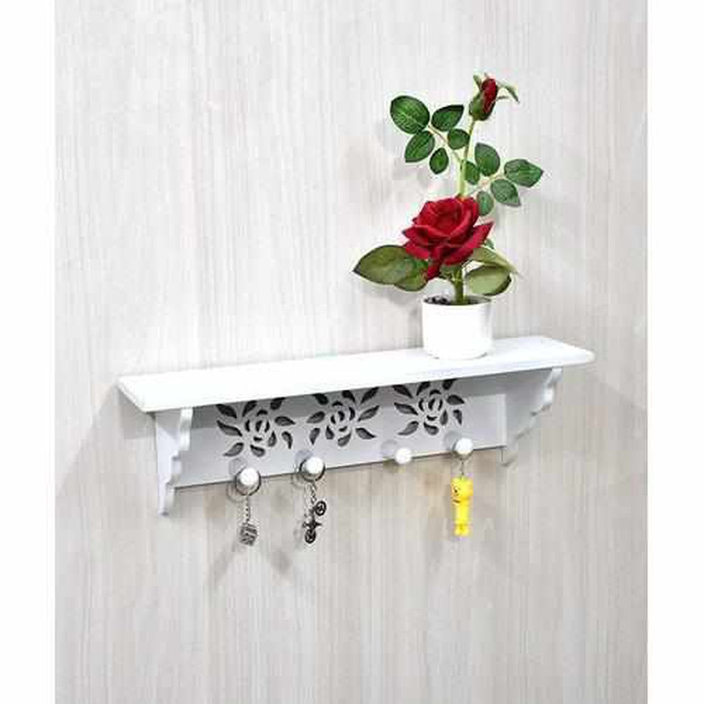 MDF Wall Floating Shelf Wall Mounted with Hooks for Kitchen - Decorlay