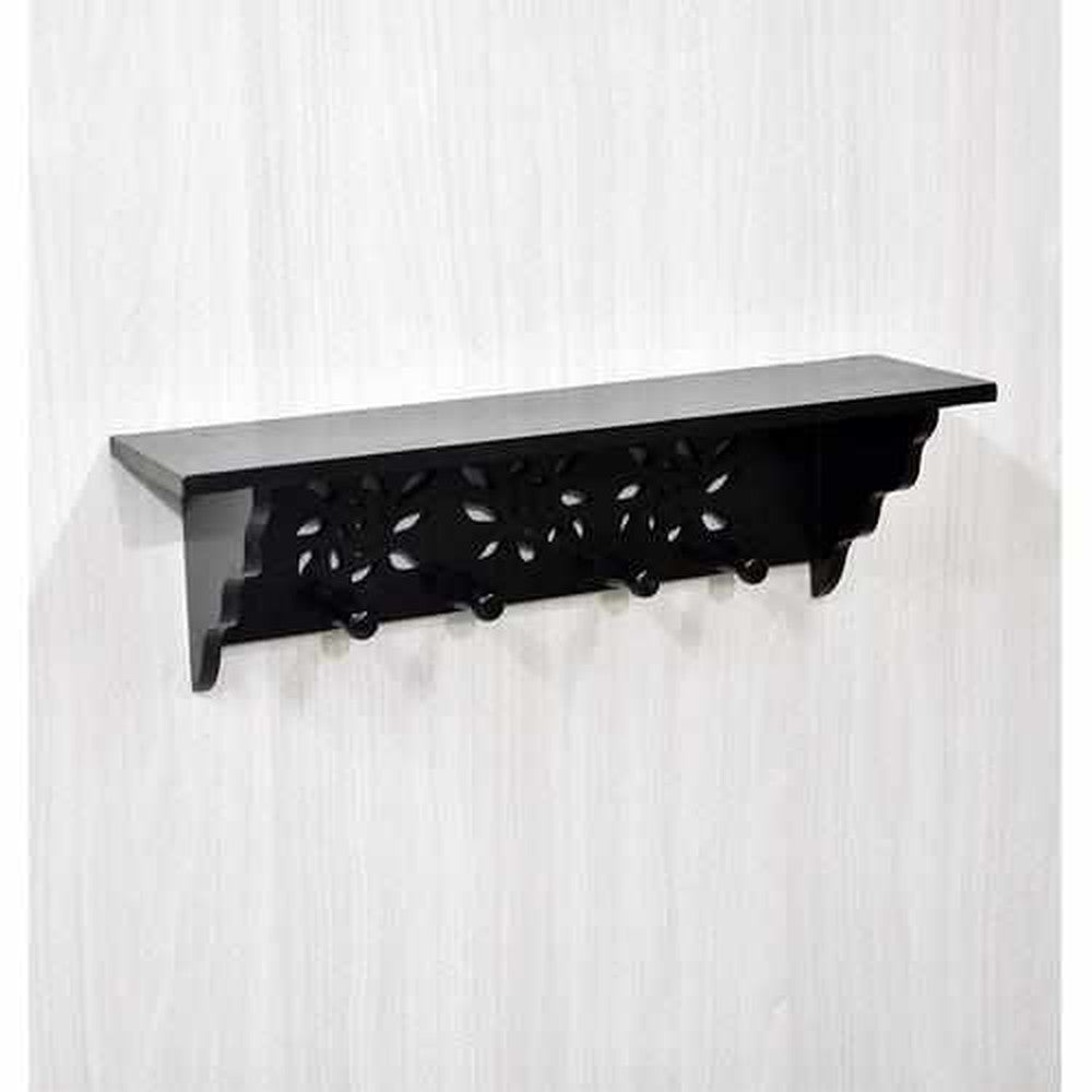 MDF Wall Shelf with Hooks Clothes Hanging Storage Rack - Decorlay