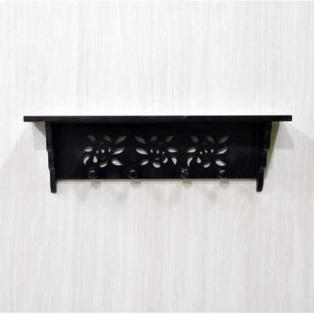 MDF Wall Shelf with Hooks Clothes Hanging Storage Rack - Decorlay